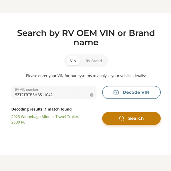 Search by VIN - Compatibility guarantee